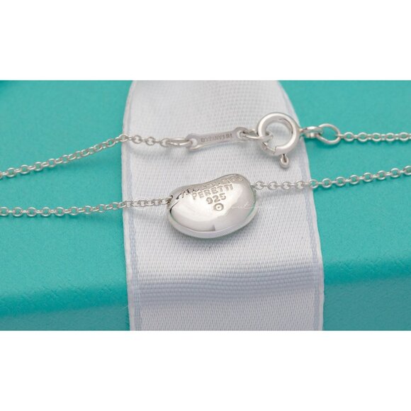 Tiffany & Co Vintage Bean Necklace Elsa Peretti11mm Pendant in Silver 16" Chain - Picture 7 of 8
